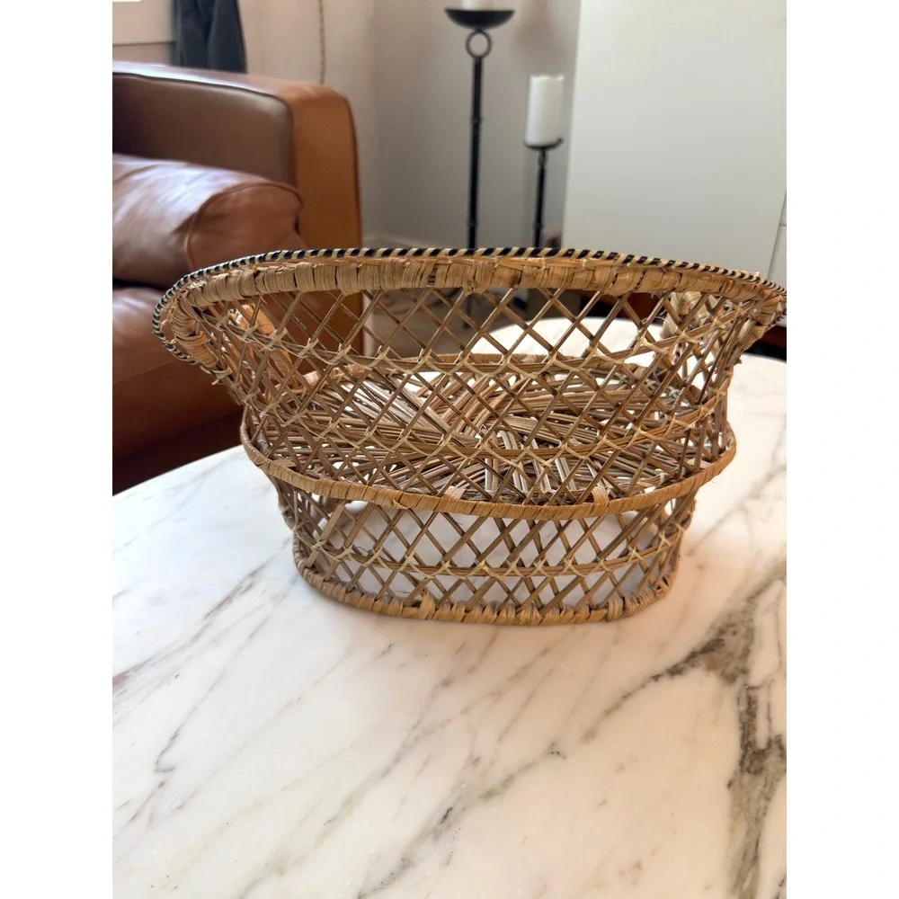 Vintage Boho Wicker Rattan Plant Basket Cachepot Planter Holder